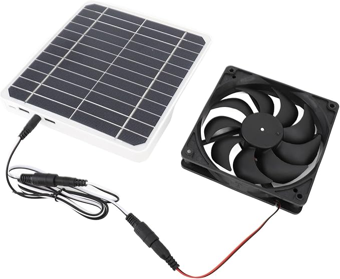 Solar Exhaust Fan, 20W Quiet Monocrystalline Solar Panel Ventilation Fan with Bracket for Chicken Coop Pet House