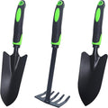 Garden Tools Set, 3 Pack Heavy Duty Gardening Kit Including Garden Shovel, Transplant Trowel and Hand Rake, Ideal for Digging, Weeding and Planting