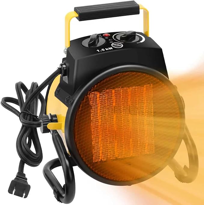 Outdoor Heaters for Patio, 1500W Electric Garage Heater with Overheat Protection, 3S Fast Heating, 3 Modes, Portable Space Heater for Patio, Garage, Greenhouse, Indoor, Orange