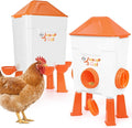 3 Gallon Chicken Feeder and Waterer Set with Legs, 2.75'' Water Cups & 3.5" Feed Ports, Automatic No-Waste Feeder, Large Chicken Water Feeder, Easy No-Tools Assembly