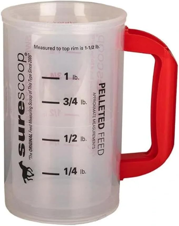 Whirley DrinkWorks SureScoop Pelleted and Sweet Feed Graduated Measuring Scoop for Horses Goats or Sheep (1 Scoop)