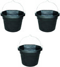 Farm Innovators FB-80R Rubber 3 Gallon Flat Back Heated Bucket with Metal Handle, Built in Thermostat, and Concealed Heating Element, 70 Watt (3 Pack)