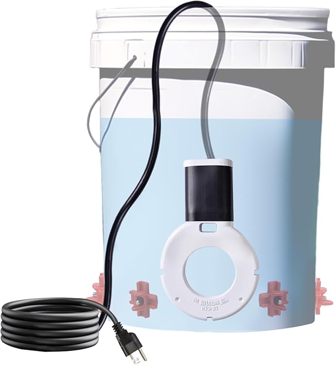 150W Chicken Water Heater, Submersible Bucket Heater Deicer for 5 Gallon, Heated Chicken Waterer for Winter, Freeze-Proof Poultry Waterer, Stock Tank & Water Trough Warmer for Livestock