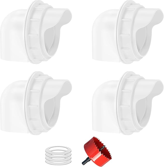 Chicken Feeders No Waste, DIY Automatic Poultry Feeder 4 Ports 1 Hole Saw with Covers Gravity Feed Kit for Buckets Barrels Bins Troughs
