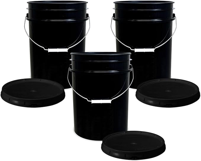 ePackageSupply 5 Gallon Bucket with Airtight Lid | Made in USA | Food Grade | Heavy-Duty Premium HPDE Plastic | Durable 90 Mil All Purpose Pail | Easy Stack and Store | BPA Free | 3 Count
