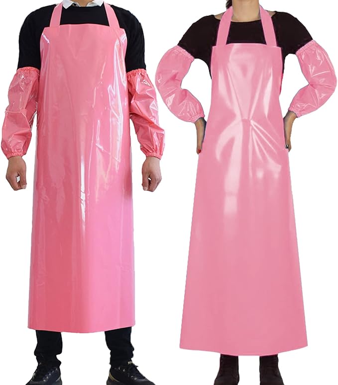 ELEBOX Waterproof Oil Proof Bib Apron Utility Apron Chemical Resistant Apron with Sleeve Work Apron Ultra Lightweight