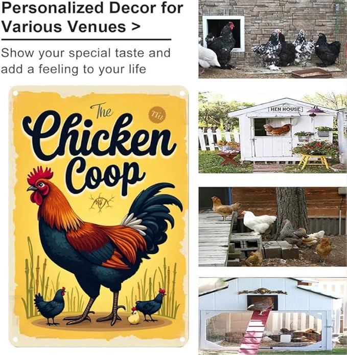 Chicken Coop Outdoor Decorative Sign with Fluffy Butt Hut Design 12x16 Inch for Backyard Farmhouse Poultry Decor