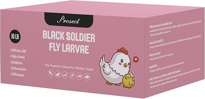 PROSECT 10LB Black Soldier Fly Larvae for Chickens,More Calcium Than Dried Mealworms,High Protein,Food of Natural Non-GMO Chicken,Treat for Laying Hen, Ducks, Wild Birds,Turtles