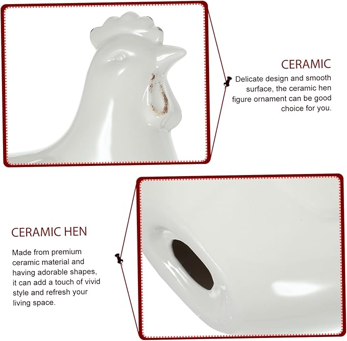 Alipis Farmhouse Style Ceramic Hen Decor Ornament for Kitchen Chicken Accessories