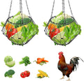 Hanging Chicken Feeder, Foldable Chicken Vegetable and Fruit Food Dispenser, Poultry Feeding Basket with 4 Hanging Chains, Poultry Feeding Vegetable Fast Food Ball (2 Pack)