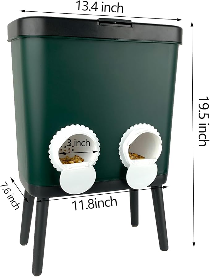 33 LB Automatic Chicken Feeder No Waste with 4 Pcs Port Large Capacity Free-Standing Poultry Food Feeder Outside and Indoor DIY Gravity Poultry Feeding Dispenser for Chicken Geese Quails and Turkeys