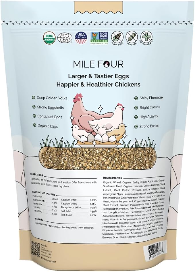 Starter Chicken Kit - Feed & Grit - Starter Chick Mash 2 lbs., Non-GMO, USA Grown, 21% Protein, Corn-Free, 100% Natural Mineral Chick Grit 4 lbs.