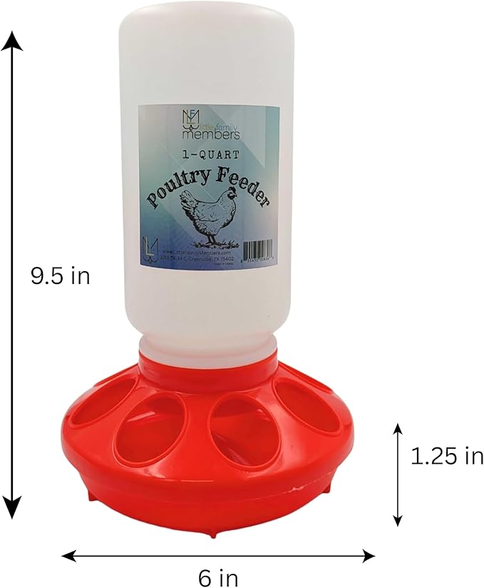 Chicken Waterer and Feeder Set | 1 Quart Poultry Drinker and 1 Quart Poultry Feeder Combo | for Chickens, Ducks, Turkeys, Ducklings, Quail, Baby Chicks and More