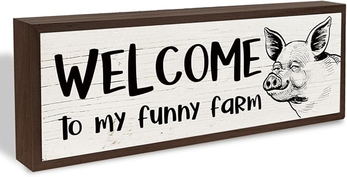 Welcome to My Funny Farm Sign, Chicken Hens Decor, Floral Wall Decors, Farmhouse Home Decor for Front Door Entryway Living Room Garden Yard Outdoor 9.5x3.1x1 inches