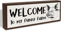 Welcome to My Funny Farm Sign, Chicken Hens Decor, Floral Wall Decors, Farmhouse Home Decor for Front Door Entryway Living Room Garden Yard Outdoor 9.5x3.1x1 inches