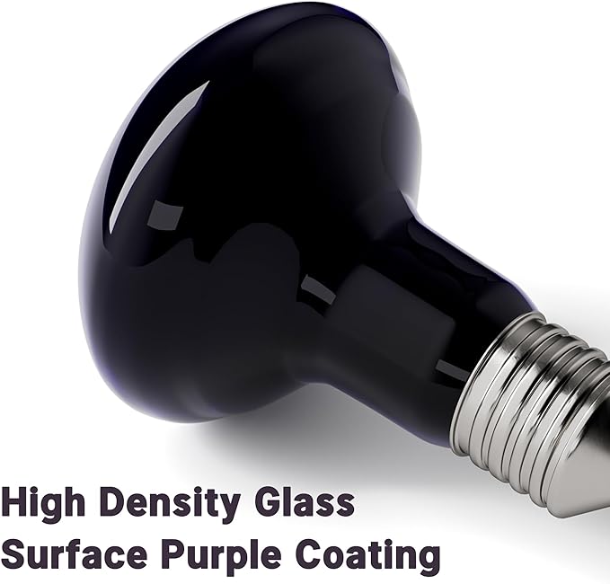 60W Reptile Night Light Bulb, UVA Heat Lamp - Simulate Natural Moonlight, Purple Basking Lamp for Bearded Dragon, Lizard