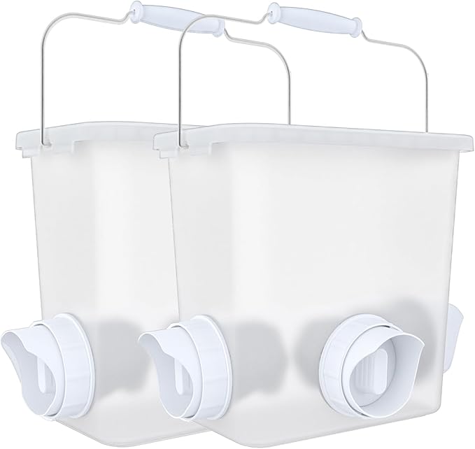 Large Automatic Chicken Feeder No Waste Poultry Feed Bucket 3 Gallon Feeding Container with 3 Ports