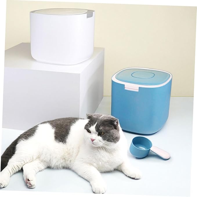 VICASKY Grain Storage Barrel Food Container Sealed Grain Holder Covered Pet Food Storage Containers Pet Food Storage Bucket Portable Dry Container for Pet Food Pet Food Bucket Pets Blue