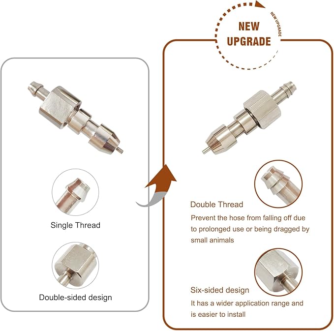 8pcs Stainless Steel Rabbit Watering Nipples Metal with Cage Clips Rabbit Water Nipples Dispenser Hamster Waterer Automatic Watering System