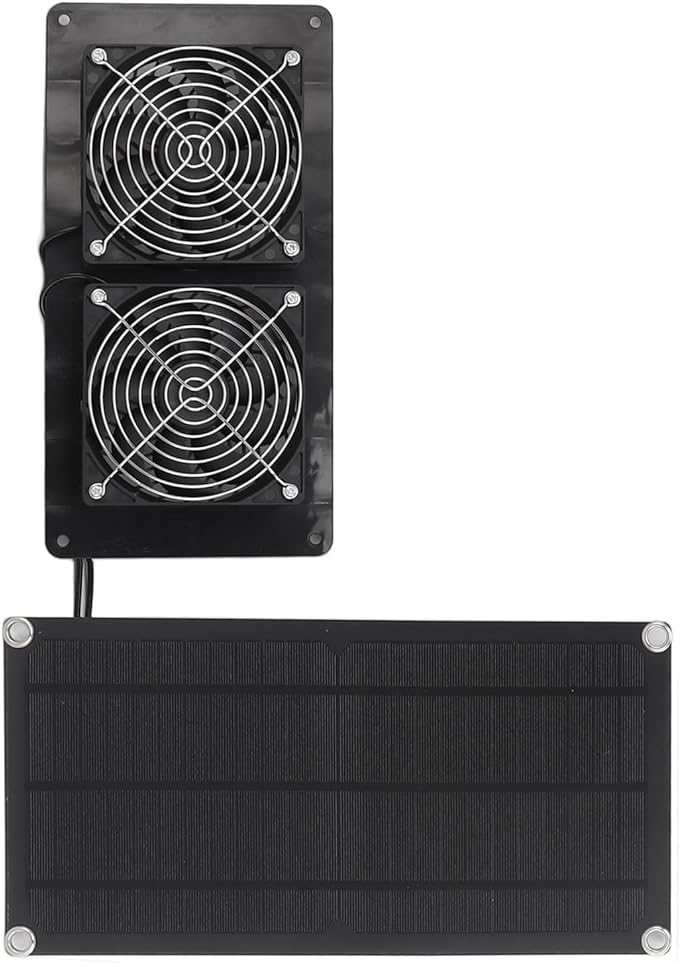 Solar Exhaust Fan, 10w Dual Fans Design Solar Ventilation Fan, Solar Powered Fan for Greenhouse Shed Barn Chicken Coop Pet House Cooling