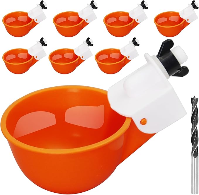 Chicken Waterer Cups,8 Packs Automatic Chicken Water Feeder Suitable for Chicks, Duck, Goose, Turkey and Bunny | Poultry Water Feeder Kit
