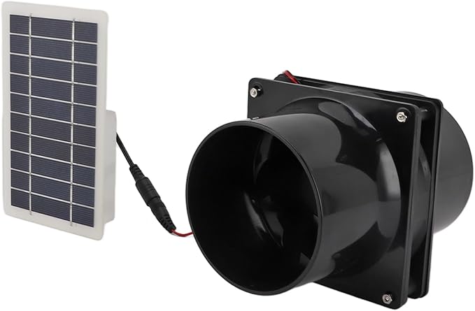 Yosoo Health Gear Solar Powered Exhaust Fan Round Pipe Exhaust Fan with Solar Panel Kit, ABS Solar Panel Ventilation Fan Kit for Pet House Chicken Coop RV Greenhouse, 6in High Speed