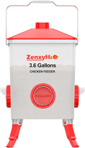 3.6 Gallons Chicken Feeder Bucket with 3 Adjustable Heights, 4 Port Feeder and Anti Roost Cone