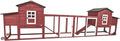 PetsCosset 158in Chicken Coop Wooden Indoor Outdoor for 1-6 Chickens Extension Chicken Houses with Removable Tray Nesting Box and Run（Set of Two）, Red