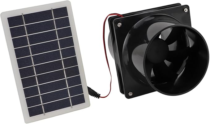Solar Fan, 10W 12V Solar Powered Exhaust Fan for Round Pipe ABS Solar Panel Ventilation Fan Kit for Pet House Chicken Coop RV Greenhouse