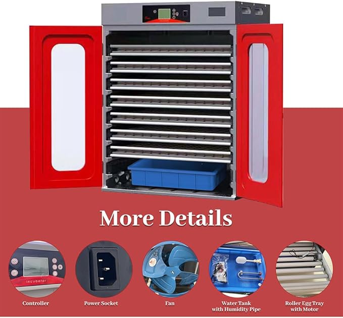 1000-Egg Commercial Incubator with 360° Auto Turning, Digital Temperature & Humidity Control, Large Poultry Hatcher for Chicken, Duck, Goose, Quail & Bird Eggs