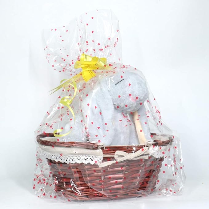 MEIEM Wicker Gift Baskets Empty Oval Willow Woven Picnic Cheap Easter Candy Storage Wine Basket with Handle Egg Gathering Wedding Basket (Brown)