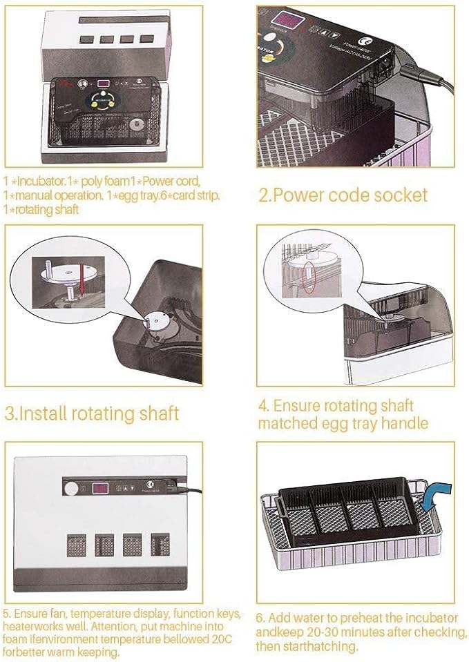 Automatic Egg Incubator, 12Eggs Electronic Poultry Hatcher with Digital LED Display Temperature Control Auto Egg Turning Turner (12 Eggs)