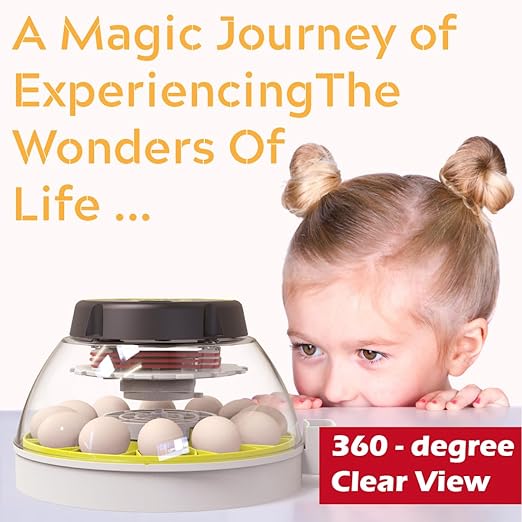 12 Egg Incubator with Humidity Display, Egg Candler, Automatic Egg Turner, for Hatching Chickens