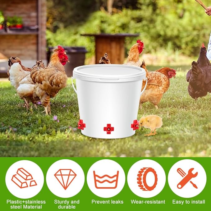 12 Pcs Chicken Water Nipples,Automatic Poultry Nipple Waterer with Drill Bits, Non Leak Waterer Kit for Chicken Coop Outdoor