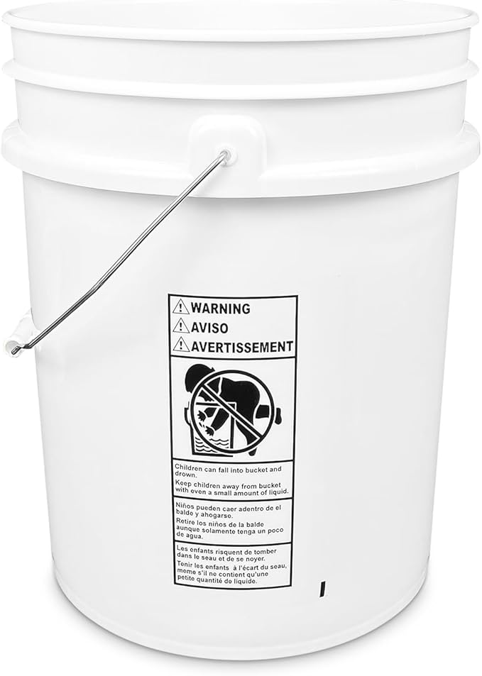 ePackageSupply White 5-Gallon Bucket with Lid | Made in USA | Food Grade | Heavy-Duty Extra Durable Plastic Bucket | Multi-Use Food Grade Buckets with Lids | Easy Stack and Store | BPA Free | 12 Pack