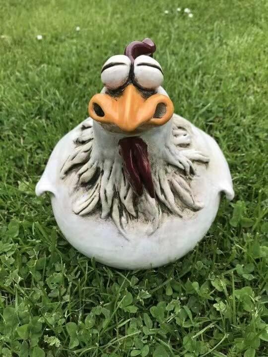 Teaeeno Funny Farm Chickens Sculpture Fence Decor,Outdoor Real Animal Statue,Cute Chicken Sculpture,Curious Chicken Statues for Garden Stairs,Patio,Backyard and Outdoor Farm Decor,3 Chickens a Sets