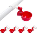Chicken Water Cups for PVC with Tee (4 Pack), Automatic Chicken Waterer Kit for Poultry, DIY PVC Water Feeder for Chicken/Duck/Quail/Turkey