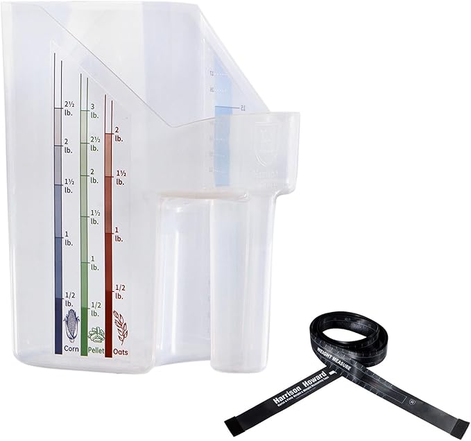 Harrison Howard Feed Scoop for Equine Precision Plastic Measuring Scoop with Measurement Markings Perfect for Stable Use Measuring Sweet Feed Pellet Oats Grain Water|3 Quart