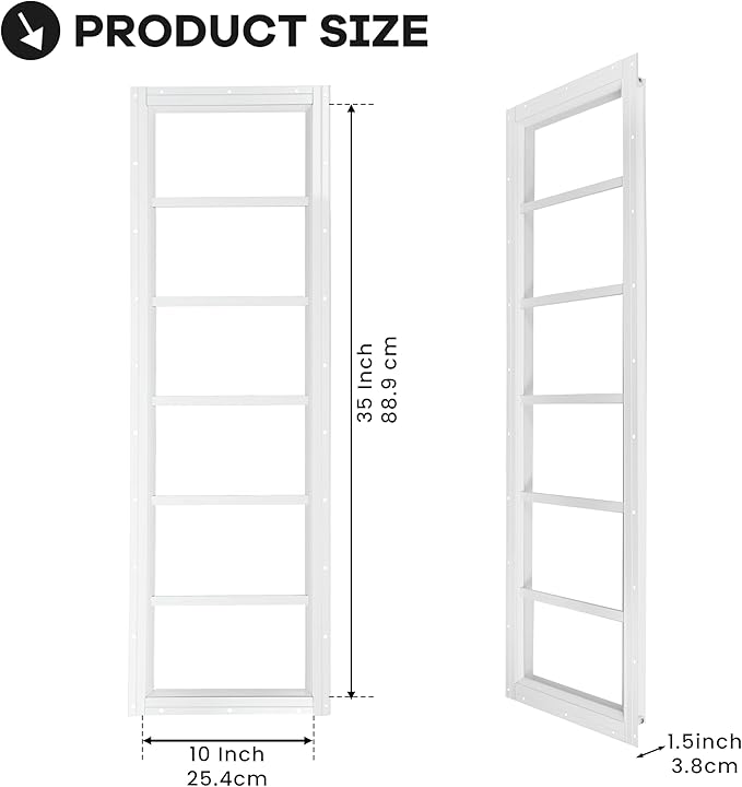 Shed Windows 2 Pack, Fixed Transom Windows 10" x 29" with Tempered Glass, Garage Doors Window for Shed, Chicken Coop, Playhouse, Household (White)