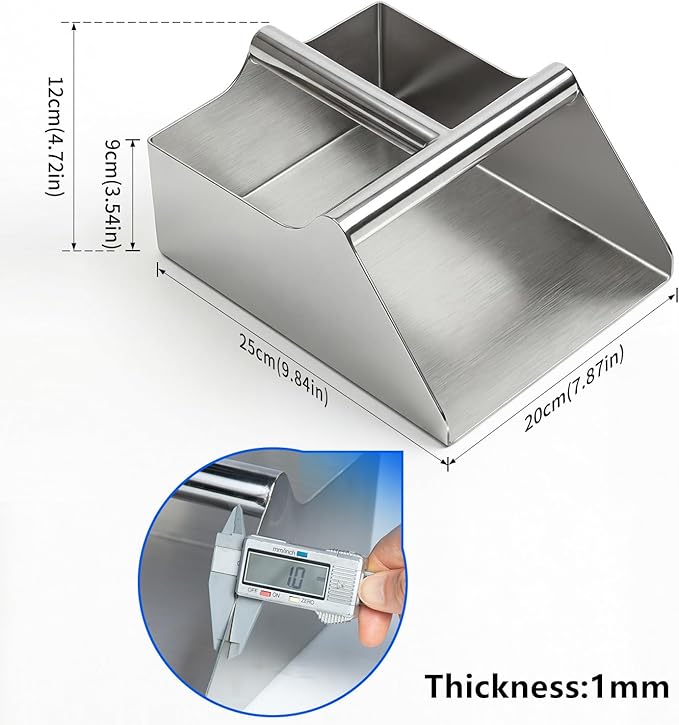 304 Stainless Steel Grain Scoop, Heavy Duty Feed Shovel 8-inch Wide High-Capacity for Feed Livestock Poultry Pet Food and Bird Seed Comfortable Grip Handle Easy to Clean