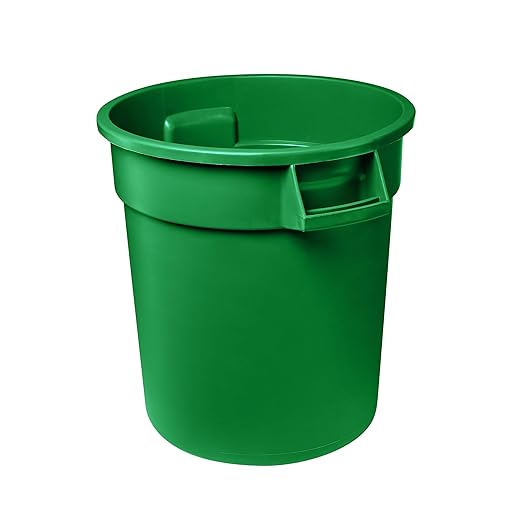 Feed and Seed Storage Container, 55 Gallon Green Round Commercial Trash Can/Ingredient Bin, Food Storage Plastic Bin, Use in Agricultural, Gardening, or Household