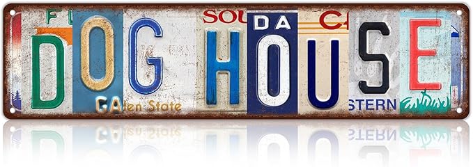 Vintage Dog House Wall Decor Street Signs Dog Lover Metal Tin Signs 16 x 4 Inches