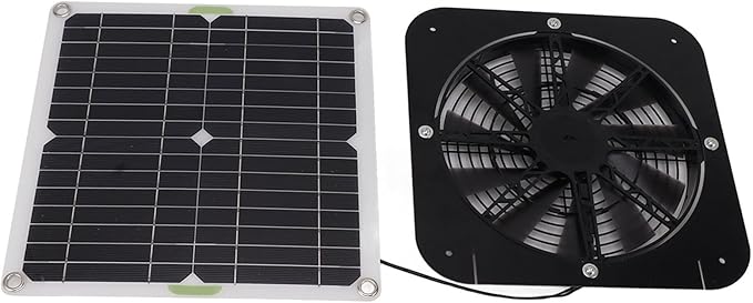 13.5 Inch Solar Powered Fan, 100W Solar Exhaust Fan Kit with Auto Speed Adjustment, Portable Solar Panel Ventilation Fan for Greenhouse, Chicken Coop, Dog Kennel, Pet House, and Outdoor Sheds