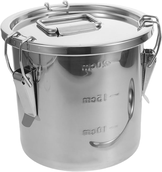 Kichvoe Metal Airtight Canister: Heavy-Duty Stainless Steel Rice Container with Seal Lid for Kitchen and Transport - Grain Storage Bin for Flour Cereal and Dry Good 6L