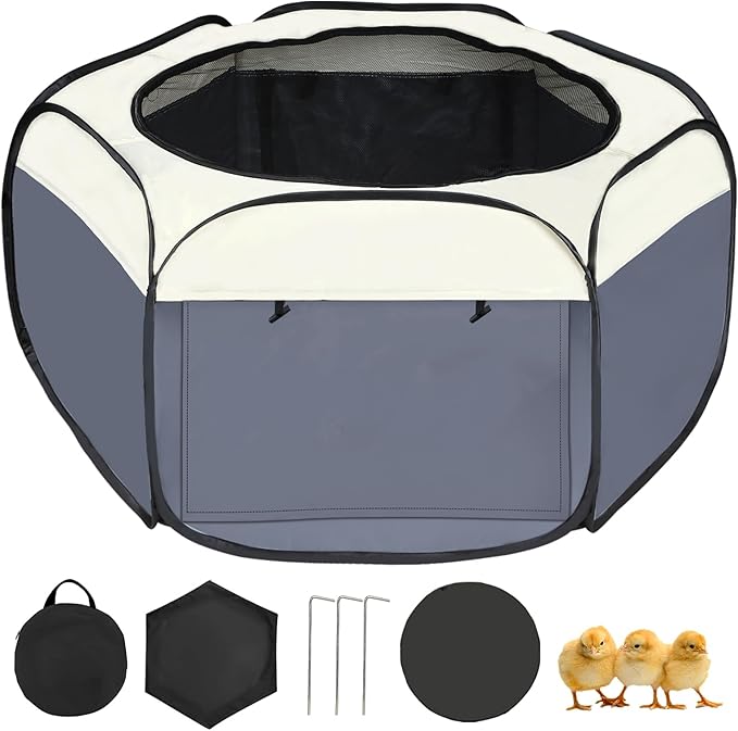 Chick Brooder Box for Chick Starter Kit - 2026 Upgrade Double Door Chicks Brooder Pen/Playpen/Baby Chickens Supplies Chick Tent Up to 15 Baby Chicks,Quail,Duck
