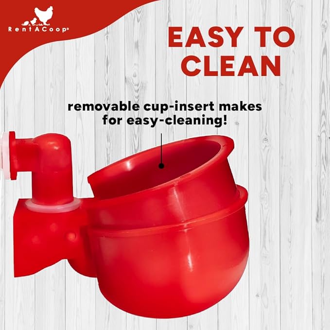 RentACoop 32oz(1L) Automatic Drinker - BPA-Free Waterer with Auto-Fill Cup - Suitable for Chicks, Quail, Pigeons, Doves, and Other Smaller Birds