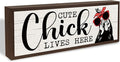 Chicken Decor, Cute Chicks Lives Here Sign, Funny Farm Decors, Decorative Wooden Wall Plaque, Chicken Lover Home Decor, Housewarming Gift 9.5x3.1x1 inches