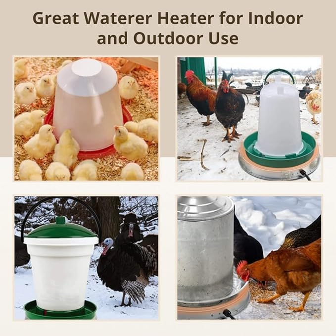 Heated Base Water Heater for Poultry Waterer, 55 Watts Chicken Pet Water Deicer, Metal Poultry Founts Pet Heater for Winter