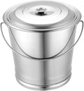 Stainless Steel Bucket with Lid, 8L Stainless Steel Compost Bin, Large Capacity Food Storage Containers, Portable Metal Bucket with Handle for Rice Flour Grain