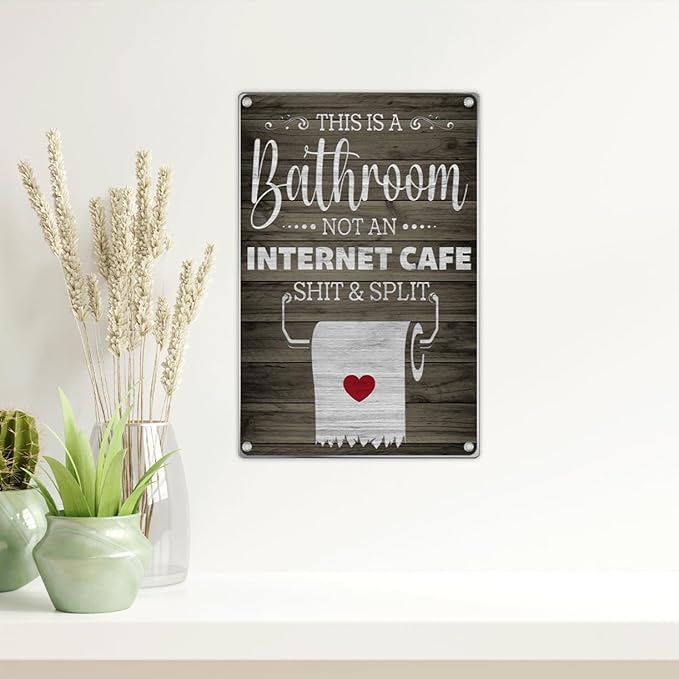 Funny Bathroom Quotes Metal Sign This Is A Not An Internet Cafe Wall Decor With Toilet Paper Illustration For Restroom Decoration 8 x 12 Inch Home Vintage Aluminum Outdoor